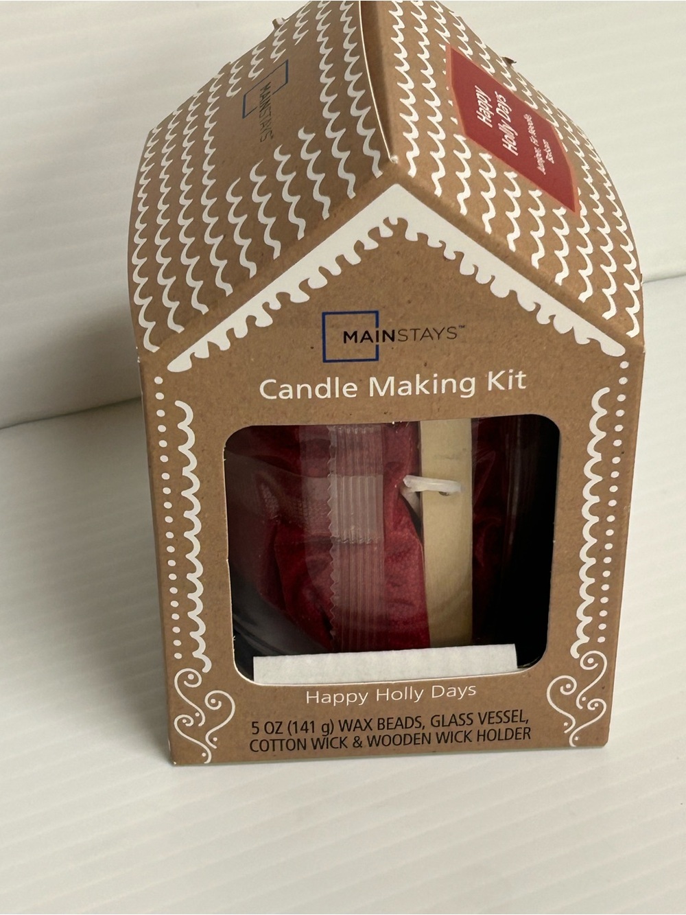 Mainstays Candle Making Kit House Red Happy Holly Days Glass Jar New In Box